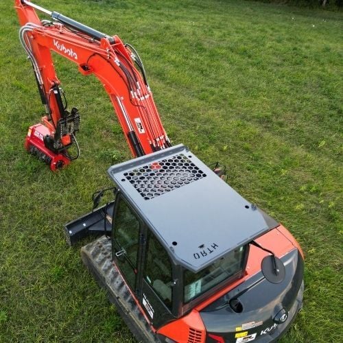 custom equipment guards - Kubota kx080-5 - Orth Fabrication