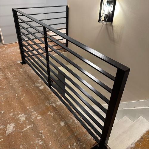 custom hand rails for upstairs stairwell _ metal fabrication_orth fabrication