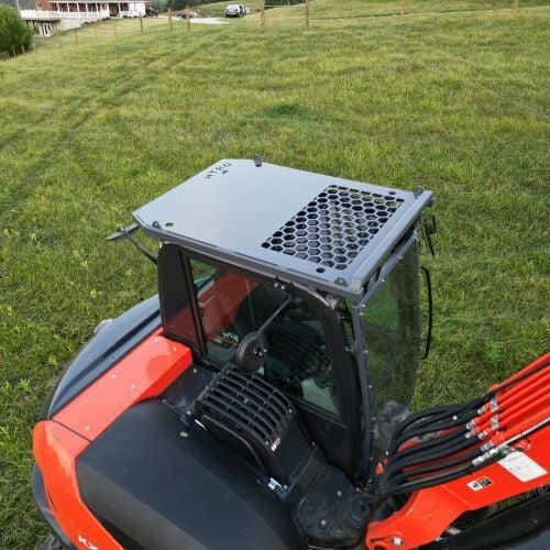 custom equipment guards - Kubota kx080-5 - windshield androof guard -Orth Fabrication